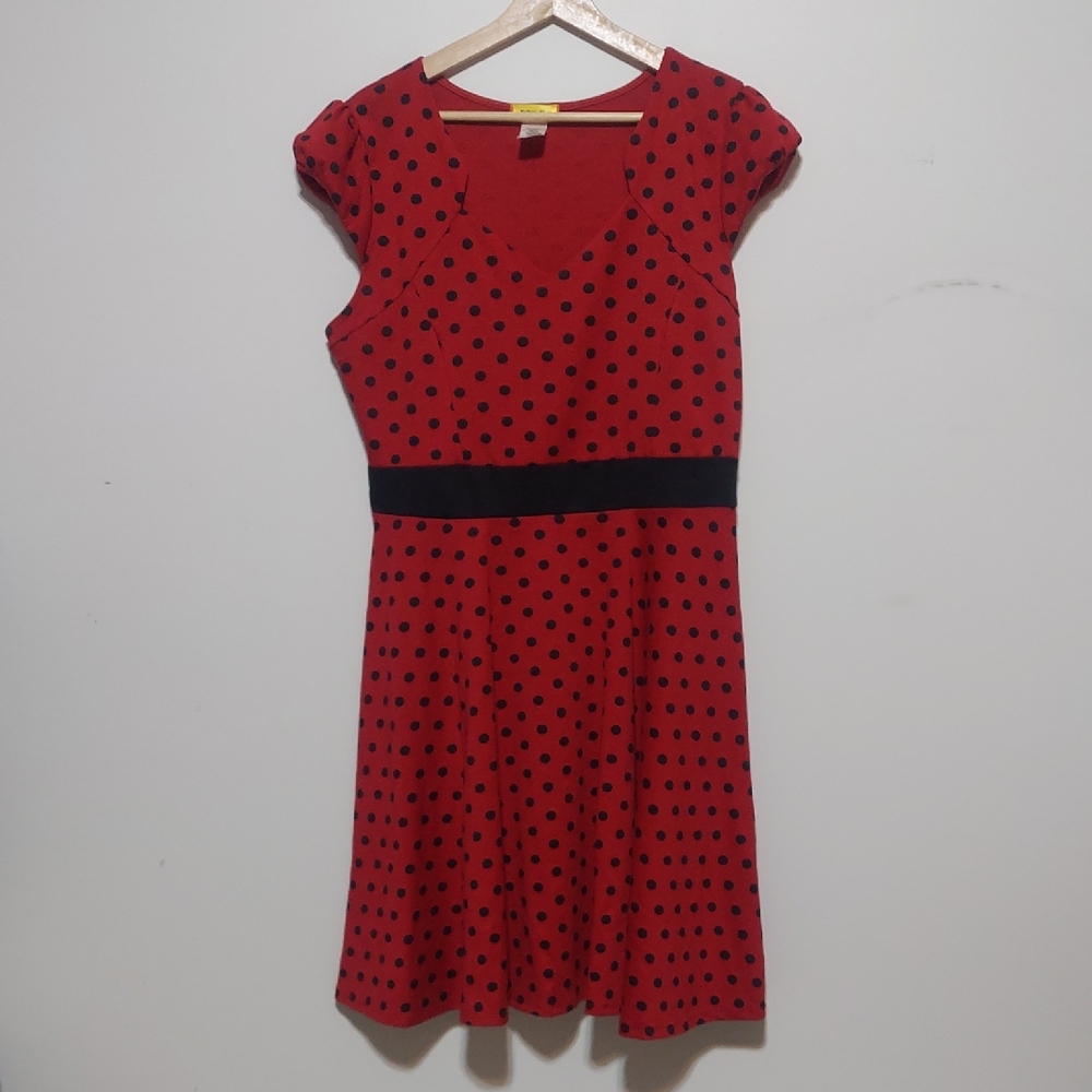 Red Polka Dot Midi Dress - Picture 2 of 10